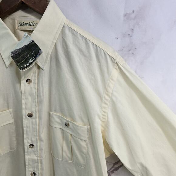 Vintage Button Shirt Mens Large Yellow Safari Pima Long Sleeve St John Bay - Picture 12 of 13